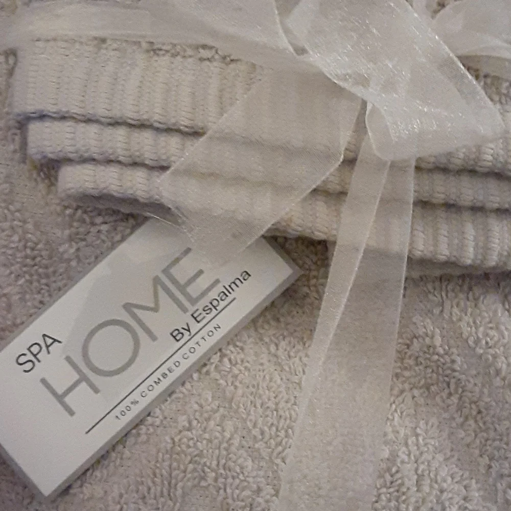 Spa Home Espalma Bloomingdale's 100% cotton 6 pc towel set Chevron taupe…New $40